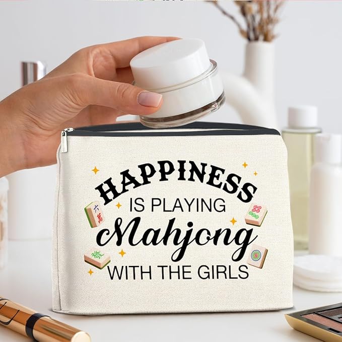 UPNEGE Mahjong Gifts Makeup Bag Accessories for Women Lovers Players
