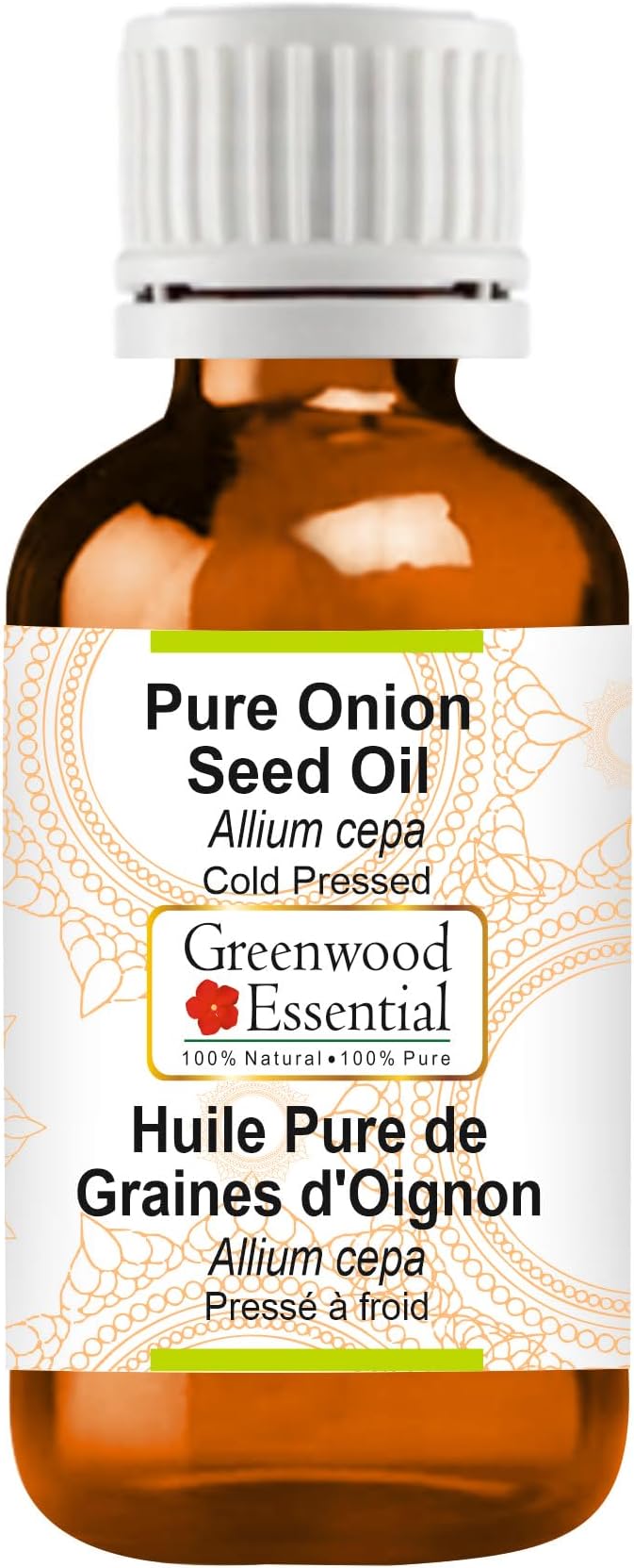 Greenwood Essential Onion Seed Oil (Allium cepa) | Cold Pressed | Natural | Undiluted | For Diluting Essential Oils | For Hair, Skin & Massage | Men & Women | 50ml (1.69 oz)