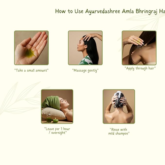 AYURVEDASHREE Hair Oil, 200 ml with Amla, Bhringraj, Brahmi, Methi, Shikakai, Neem, Henna, Pine, Clove, Eucalyptus & Citronella Oil