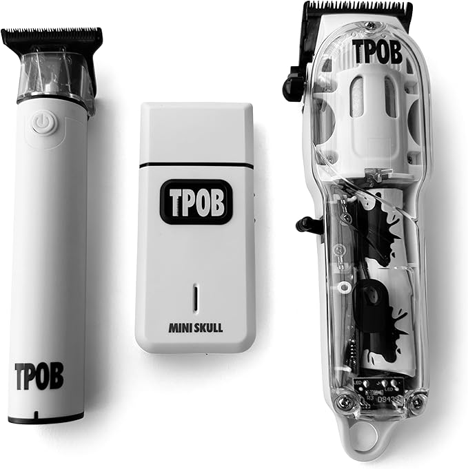 TPOB Slime 2 Barber Hair Clippers Trimmer Shaver Set for Men with Matte White Case and Fade Blade