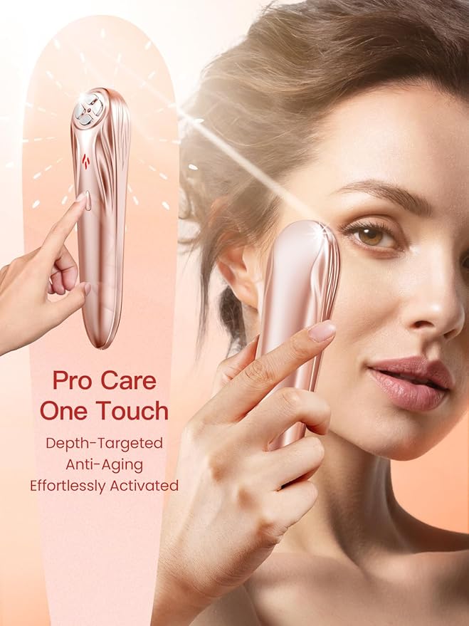 RF Radio Frequency Facial Device, 1MHz RF Machine for Anti-Aging & Face Lifting, Wireless Skin Tightening for Wrinkles & Jawline, 3 Modes for Home Use with Gel