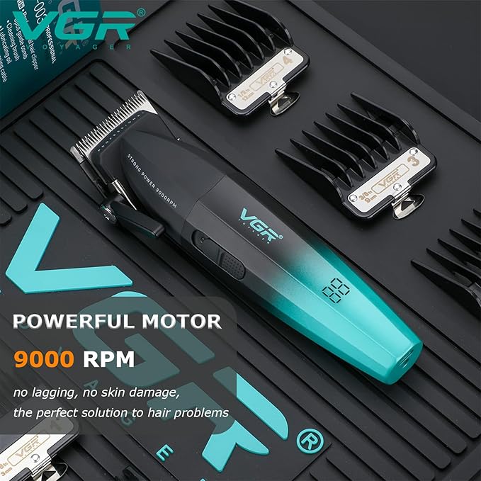 VGR 003 Professional Hair Clippers for Men with Clipper Trimmer Set, Green
