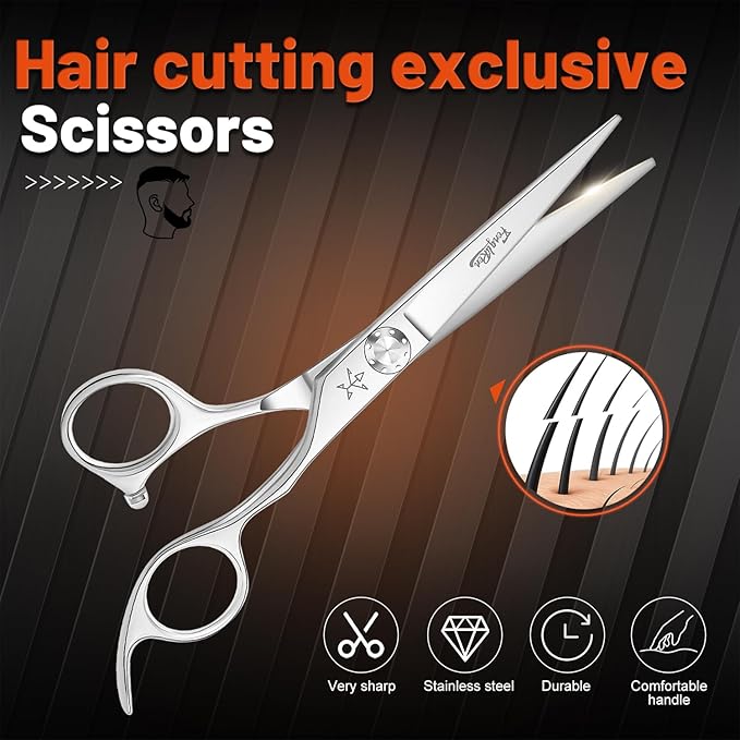 Fengliren High-end Professional Extremely Very Sharp Barber Hair Cutting Scissors Hairdresser Shears For Hair 6 Inches Haircut Scissor Made Of Stainless Steel Alloy For Hairdressing Salon and Home Use