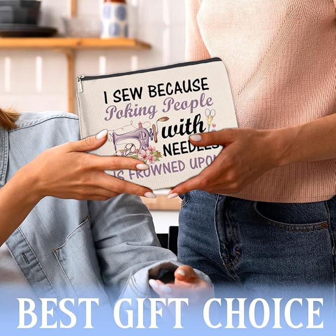 FYDHQSS Sewing Gifts Makeup Bag for Quilters Women Sewing Lovers
