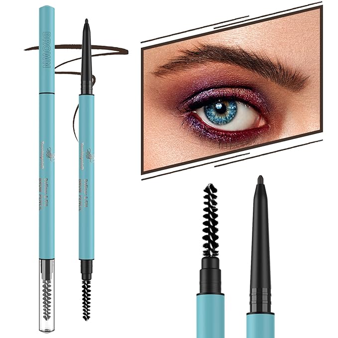 TurritopsisD Define & Fill Brow Pencil 2-Pack Taupe Eyebrow Pencil Waterproof Long-Lasting Precision Micro-Tip Ultra-Thin Built-in Soft Spoolie
