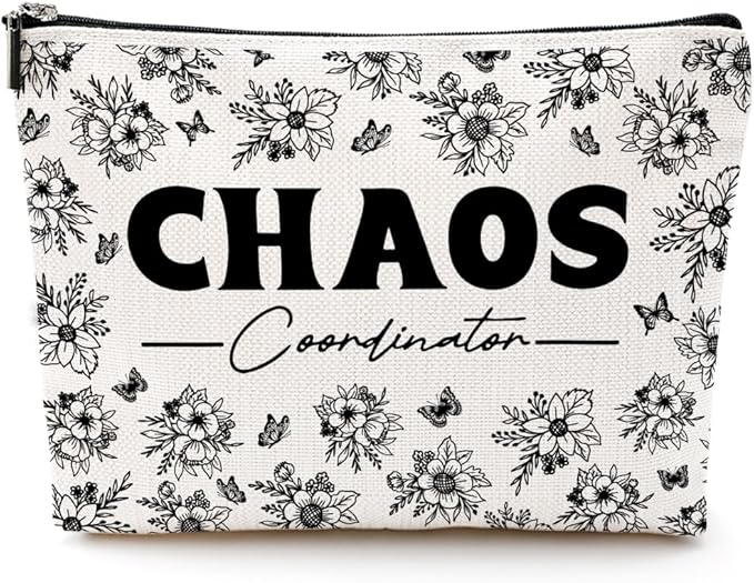 Chaos Coordinator Makeup Bag Chaos Coordinator Gifts for Women Thank You Gifts Cosmetic Bag Floral Zipper Pouch Appreciation Gifts for Her Coworkers Boss Lady Mentor Coaches Christmas Birthday Gifts
