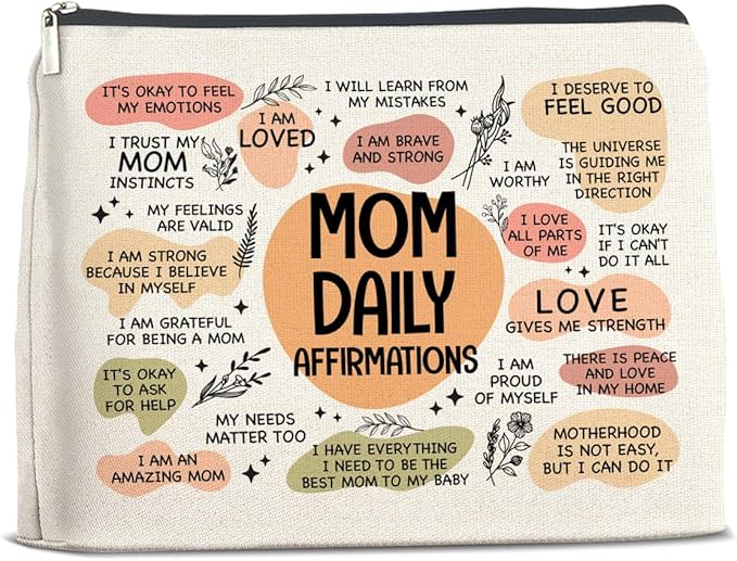 UPNEGE Mom Gifts Makeup Bag Inspirational Gifts for Mother Mom Daily Affirmations Cosmetic Bag Zipper Makeup Pouch