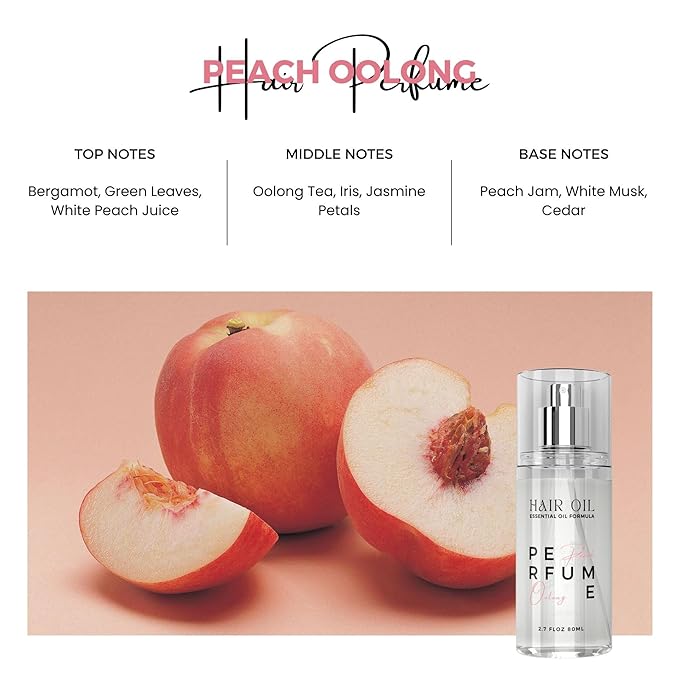 benatu Hair Perfume Oil for Women (Peach Oolong), Argan Oil Heat Protection Spray for Dry, Damaged, Firzzy Hair Care, Long Lasting Fragrance Mist with Keratin & Elastin for Nourish & Smooth 2.7 fl oz