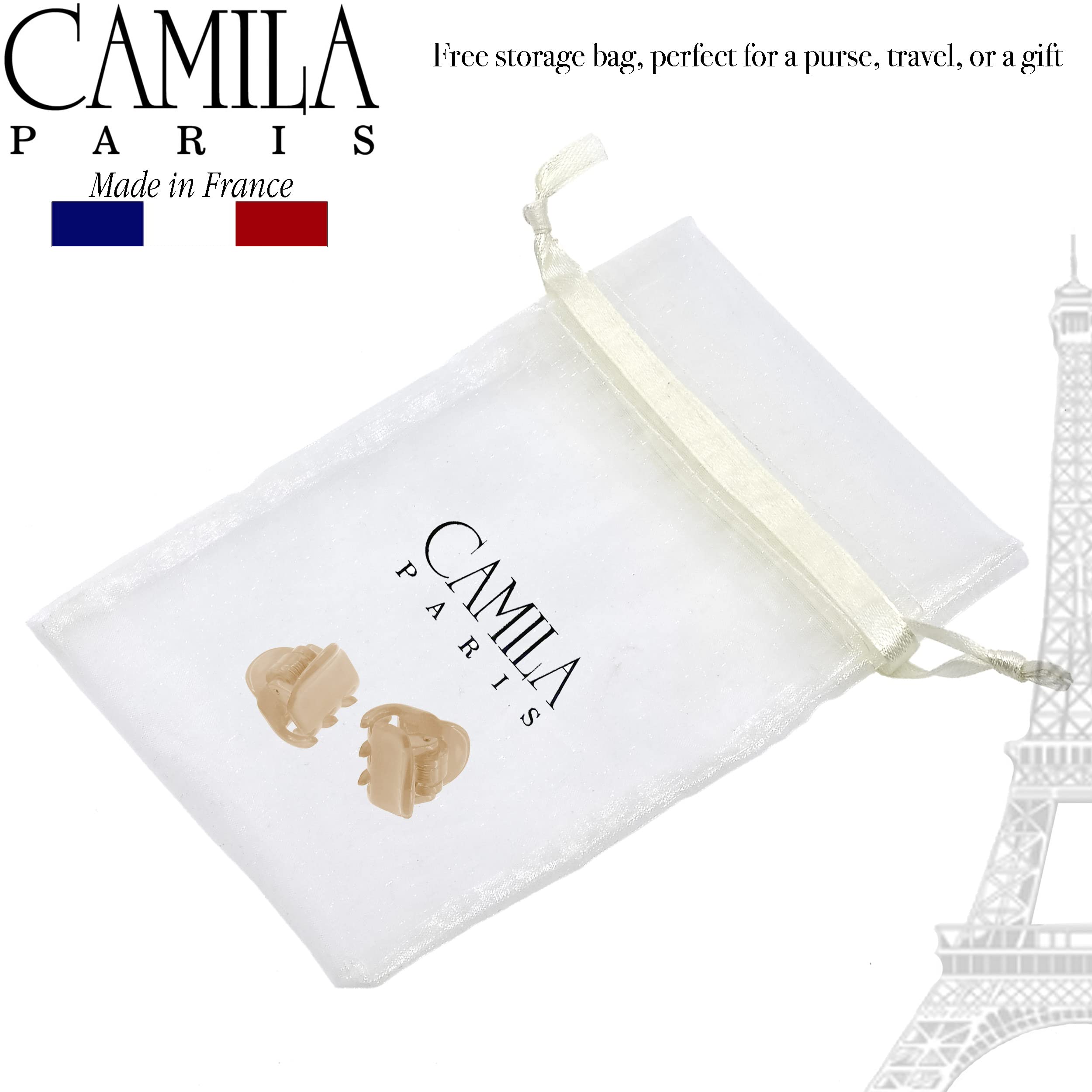 Camila Paris CP3290 French Hair Clip for Women, Set of 2 Small Nude Girls Hair Claw Clips Fashion Durable Hair Accessories for Women, Luxury Ladies Strong Hold No Slip Grip Clamp, Made in France