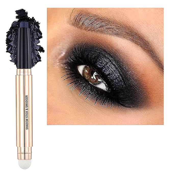 TWLBXMG Eyeshadow Stick Makeup Cream Smooth Shimmer Eyeshadow Pencil, Hypoallergenic Waterproof Long Lasting Eye Shadow Highlighter Stick Midnight Black # 18