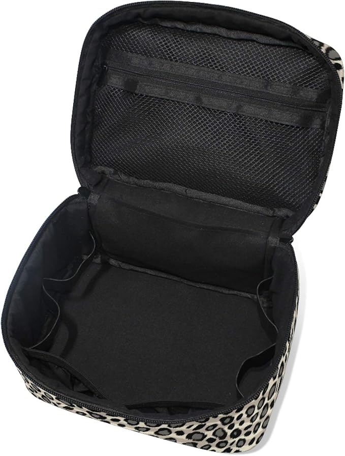 MNSRUU Makeup Bag, Leopard Skin Animal Print Travel Makeup Organizer Bag Cosmetic Cases Toiletry Bags for Girl Women Ladies