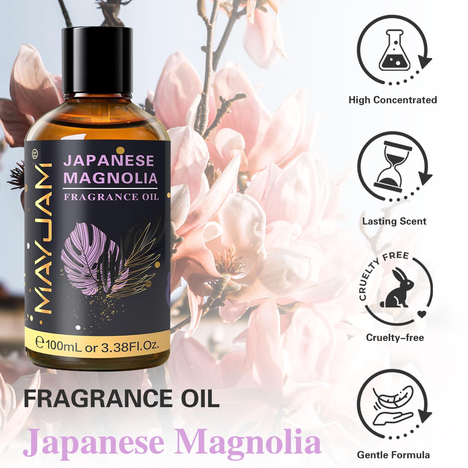 MAYJAM Japanese Magnolia Fragrance Oil for Diffusers, 100ML/3.38FL.OZ