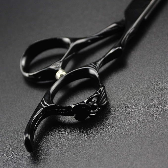 ROCOCO 6.0 Inch Hand Sharpened Hair Cutting Shears Set with Case - Black