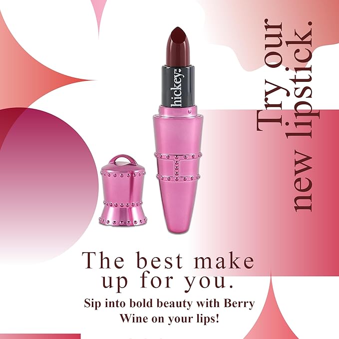Hickey Refillable Pendant Lipstick, Big Trouble[Berry Wine] – Wearable Satin Lip Color on a Chain, Refillable Clean Beauty, Full Lipstick Included