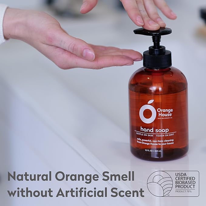 ORANGE HOUSE Natural Liquid Hand Soap, Cold-Pressed Orange Oil, 6 Pack
