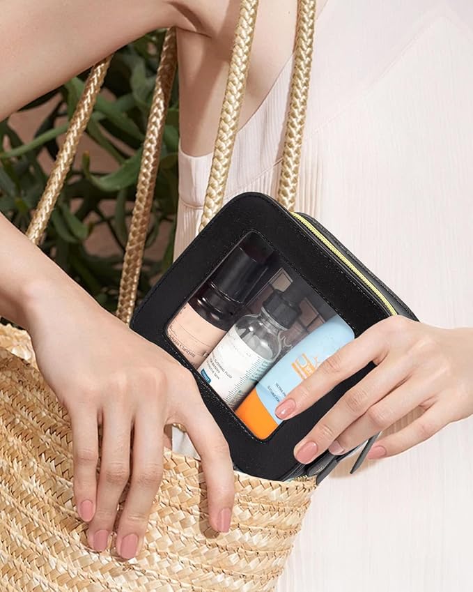 FFpaw 2 Pcs Clear Makup Bag Set, Clear Cosmetic Bags with Zipper Waterproof Small Travel Cosmetic Case Cute Make Up Pouch Mini Car Essentials for Women Travel Car Organizer