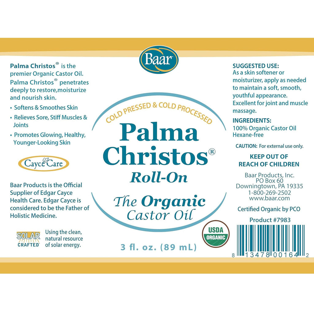 Palma Christos Roll-On, Organic Castor Oil 3 oz