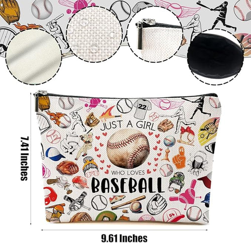 2pcs Baseball Gifts Makeup Bag, Baseballs Coaches Cosmetic Bag Christmas Birthday Gifts for Women Female Coaches Girls Sister BFF, Baseball Stuff Travel Toiletry Bags