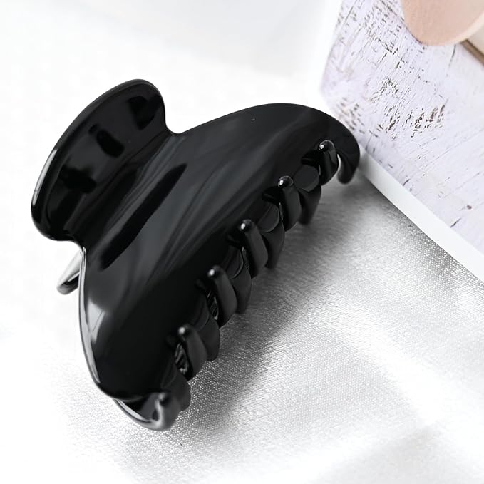 Prettyou Handmade Celluloid Acetate French Design Barrettes Tortoise Shell Claws Hair Claw Luxury Fashion Accessories Hair Clip for Women (Classic black)