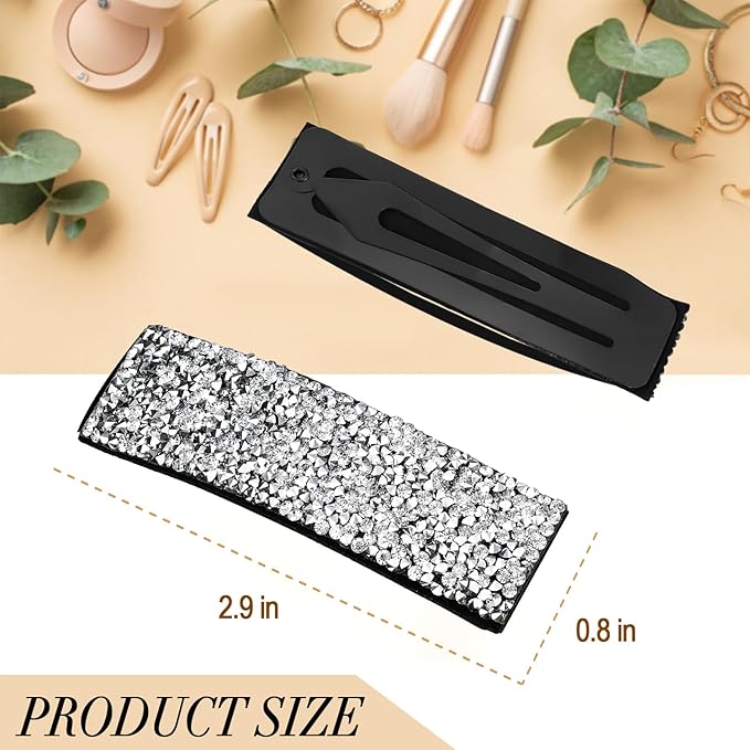 Kanprincess Rhinestone and Crystal Hair Clips 2-Pack, Sparkly Barrettes & Elegant Bling Accessories for Women & Girls(Set14)