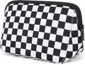 AJLTPA Waterproof Neoprene Cosmetic Bag, Black Checkerboard