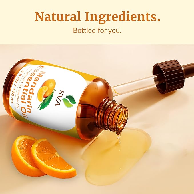 SVA Mandarin Essential Oil, Glass Bottle with Dropper, 4 Oz (118 ml)