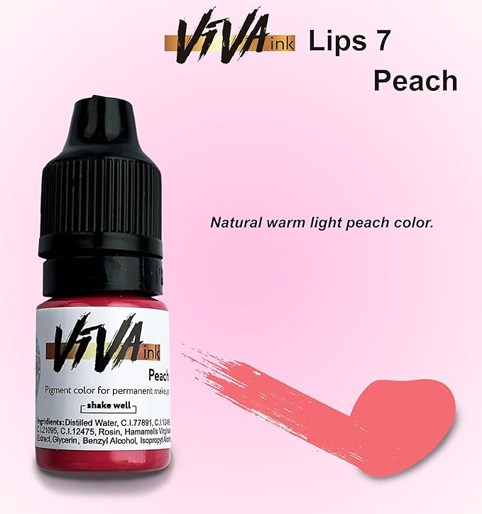 VIVA INK Lip Pigment – Peach – Permanent Lip Makeup – Microblading Ink for Durable and Colorful Lips – Long Lasting Color Lip Cosmetics (0.2 oz)
