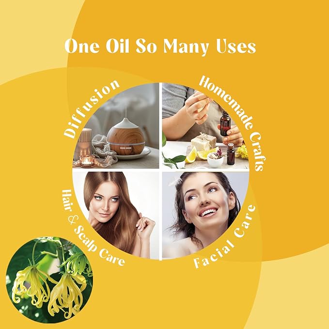 LOTUSJOY Ylang Ylang Essential Oil for Skin, Diffuser, 1 Oz
