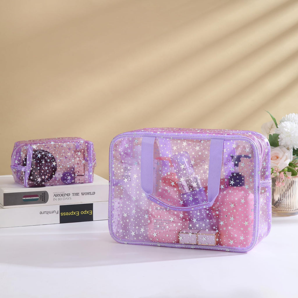 Yaopeing 2Pcs PVC Clear Makeup Bag Cosmetic Case Travel Toiletry Bags