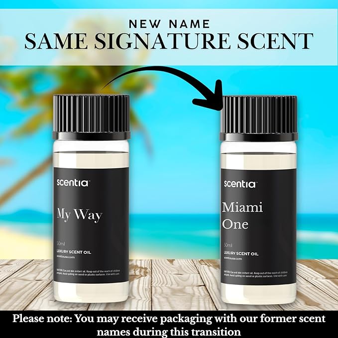 Scentia Miami One (My Way) Hotel Scent Diffuser Oil – Luxury Fragrance Inspired by 1 Hotel Miami Beach – 50 mL – Lemon, Sandalwood & Cedar Essential Oil Blend for Home, Office & Aromatherapy Diffusers