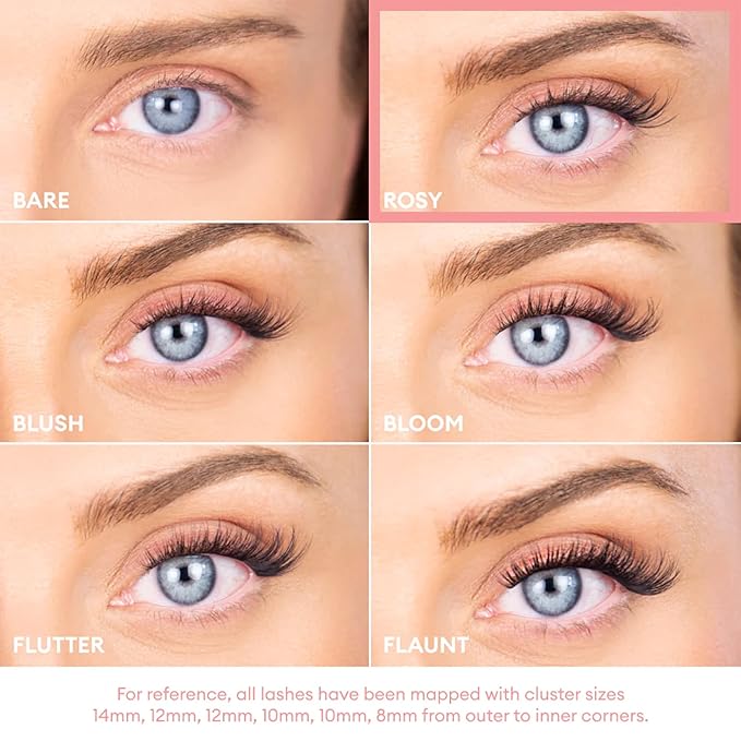 Silly George Pop-On Lashes - DIY 1-Step Pre-Glued Faux Eyelash Clusters, Natural Look Extensions, Black - Flaunt, 5-7 Pair Set, Pack of 60 Clusters