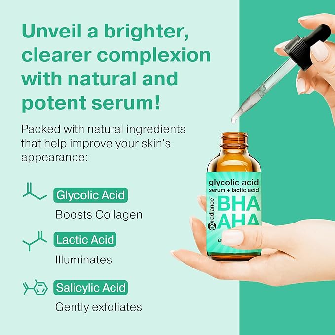 Go Radiance - Glycolic Acid Exfoliant - AHA BHA Serum - 2 Fl Oz