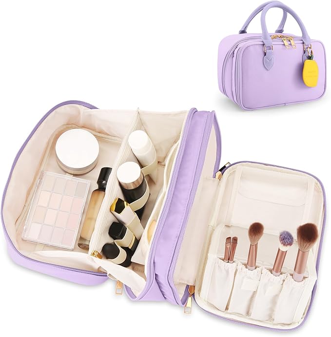 HauteHues Travel Makeup Bag for Women Stand Up Cosmetic Case Toiletry Bag