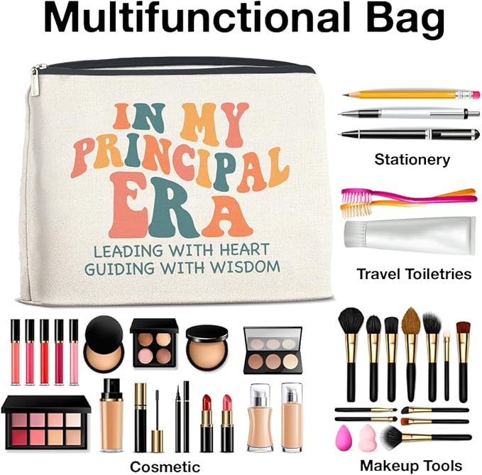 UPNEGE Principal Gifts Makeup Bag Principal Thank You Gifts in My Principal Era Cosmetic Bag Zipper Makeup Pouch