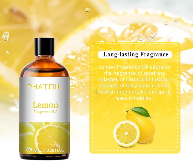 PHATOIL Lemon Fragrance Oil for Diffuser Aromatherapy 3.38FL.OZ