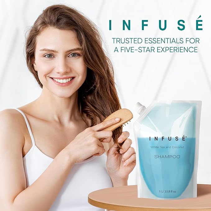 INFUSÉ 1 Liter Shampoo Refill Bag for Hotel Soap Dispensers, Bulk
