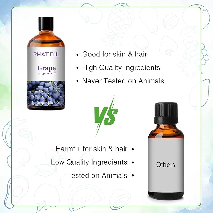 PHATOIL Grape Fragrance Oil for Diffuser Aromatherapy 3.38FL.OZ