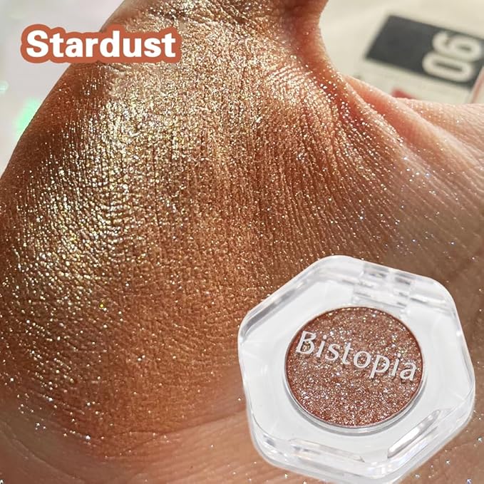 Bistopia Holographic Glitter Single Eyeshadow, Pearlescent Shimmer Metallic Cream Powder Eye Makeup, Blendable Long Lasting Waterproof, Multi-Use Face Highlighter, 2g(Stardust)