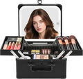 Chomeiu Makeup Bag with Mirror, Makeup Case Organizer with Brush Holder