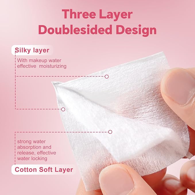ICOTLE Square Cotton Pads 475 Pcs Makeup Remover Pads Cotton Squares for Face 75 Thick and 400 Ultra-Thin for Daily Skin Care, Pair with Makeup Remover