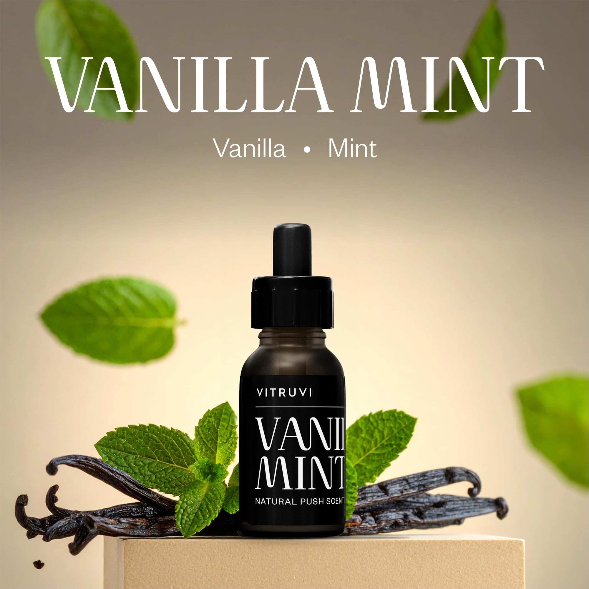 Vitruvi Push Plug-in Wall Diffuser – Starter Kit with Vanilla Mint Refill, Made with Natural Ingredients – Covers 200 Sq Ft – Long-Lasting Scent Up to 500 Hours – White