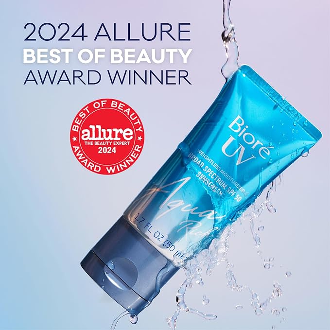 Biore UV Aqua Rich Moisturizer SPF 50 Facial Sunscreen, 1.7 fl oz, 3pk