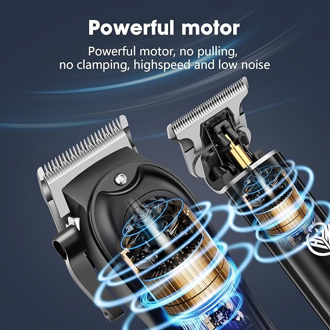 HIENA PRO Professional Hair Clippers and Trimmers Set for Men Cordless Barber Kit Hair Cutting Kit Rechargeable Clipper Set for Barbers with LED Display, Gifts for Men, (Black)