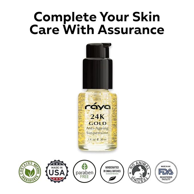 RAYA 24K Gold Age-Defy Suspension (510) - Facial Serum with Pure 24 Karat Gold for All Skin Types - Softens Skin and Helps Minimize the Appearance of Fine Lines and Wrinkles