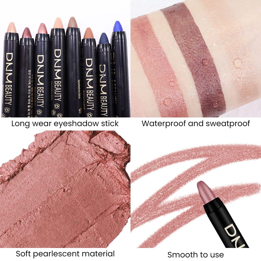 evpct 2Pcs Pearl White & Caramel Cream Eye Shadow Brightener Sticks Set for Eyes, Matte Shimmery Eye shadow Applicator Pencil Stick Pen Palette Makeup Waterproof sombras en crema para ojos 18 + 27