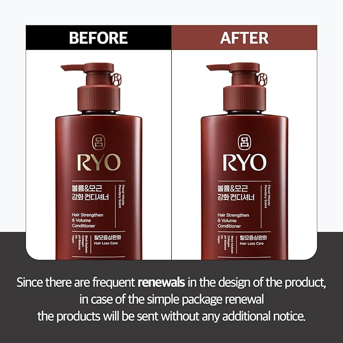 RYO Strengthen & Volume Conditioner - Rice Peptide with Korean Ginseng & Caffeine - Volumizing and Revitalizing for Fine Hair, Anti Loss Care, Strengthening hair roots, 16 Fl Oz.