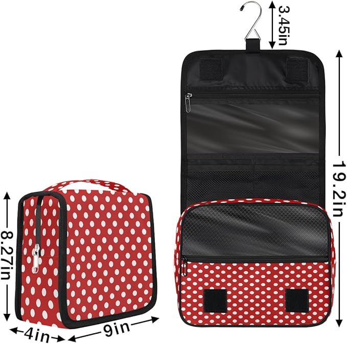 Polka Dot Travel Toiletry Bag Women Men Hanging Cosmetic Organizer Portable