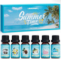 ARVIDSSON Summer Essential Oils Set, Tropical Fragrance Oil for Diffuser, Soap and Candle Making - Ocean Breeze, Pina Colada, Fresh Cotton, Pink Sand, Plumeria, Coconut, Scented Oil for Home