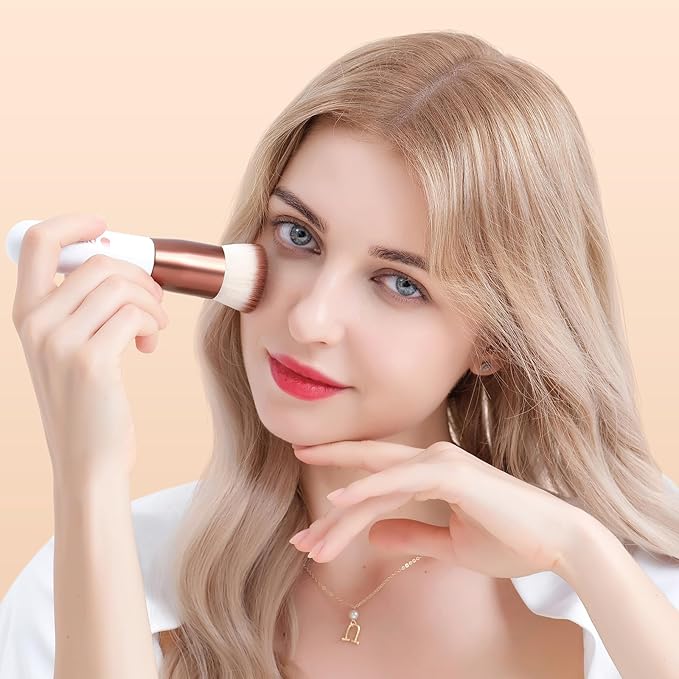 DUcare Foundation Brush 2pcs Flat Top Kabuki Brush Self Tanner Professional Face Brush Liquid Blending Mineral Powder Buffing Stippling Makeup Tools