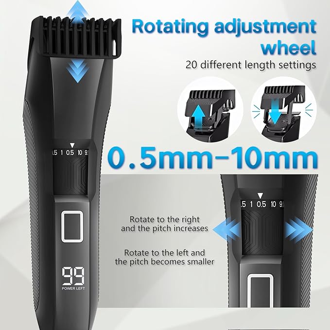 Beatslm Beard Trimmer for Men, 20 Length Adjustable, Cordless Hair Clippers